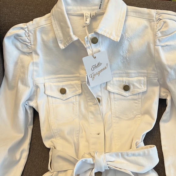 ELAN White Distressed Denim Button Up Belted Dress NWOT - Picture 8 of 12
